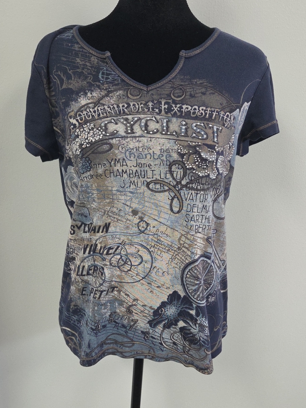 Christopher & Banks Navy Graphic Cyclist Short-Sleeve Tee